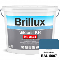 Silcosil KR K2 3674 (RAL 5007 Brillantblau) siliconverstärkter Dekorputz, Kratzputzstruktur, wetterb