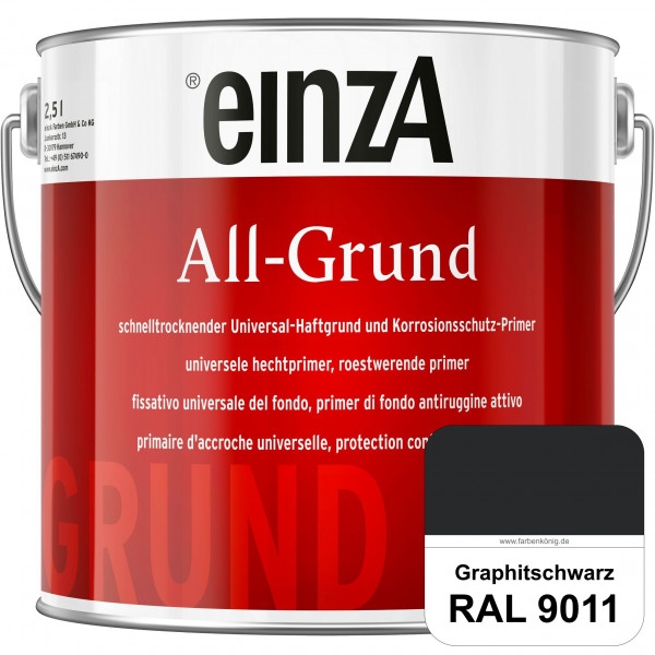 einzA All-Grund (RAL 9011 Graphitschwarz) Schnelltrocknender Haftgrund & Korrosionsschutz-Primer