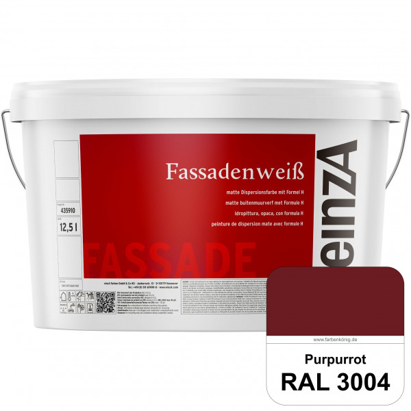 einzA Fassadenweiß (RAL 3004 Purpurrot) Sil-Fassadenfarbe gegen Schmutz & Vergrünung