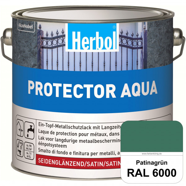 Protector Aqua (RAL 6000 Patinagrün) Lack für Eisen, Stahl und NE-Metalle (Innen&Außen)