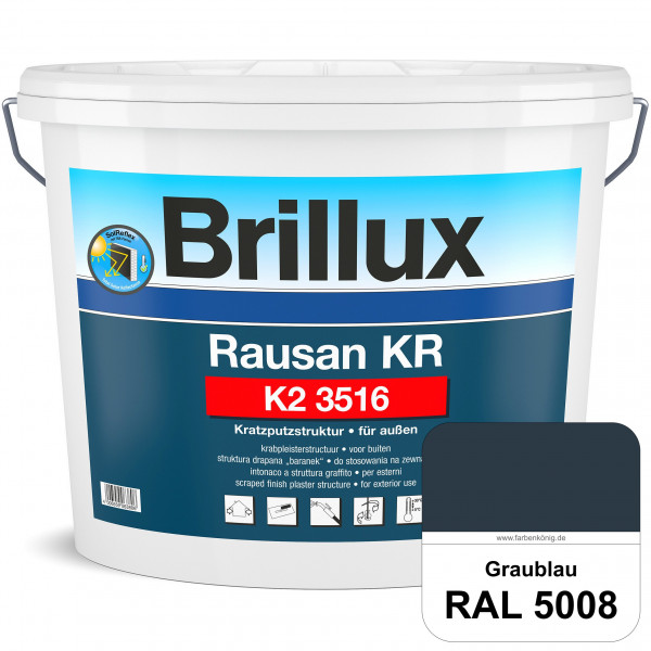 Rausan KR K2 3516 mit Protect (RAL 5008 Graublau) Organisch gebundener Kratzputz für wetterbeständig