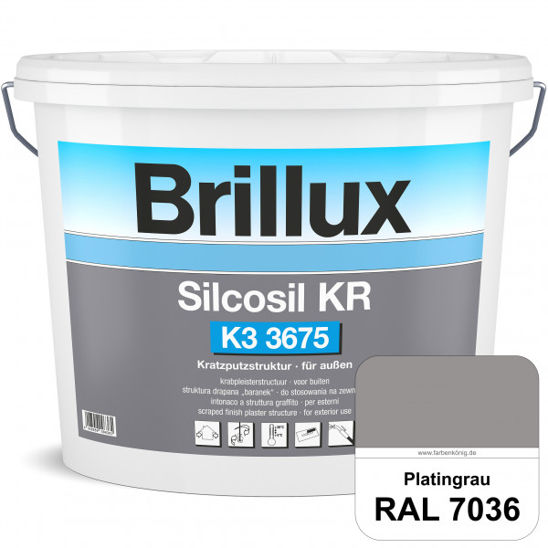 Silcosil KR K3 3675 mit Protect (RAL 7036 Platingrau) siliconverstärkter Dekorputz, Kratzputzstruktu