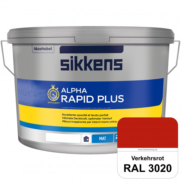 Alpha Rapid Plus (RAL 3020 Verkehrsrot) Hochwertige & stumpfmatte Wandfarbe für mittlere Belastungen