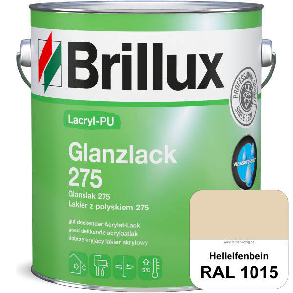 Lacryl-PU Glanzlack 275 (RAL 1015 Hellelfenbein) Glänzender Lack (wasserbasiert) für z. B. Holz, Zin