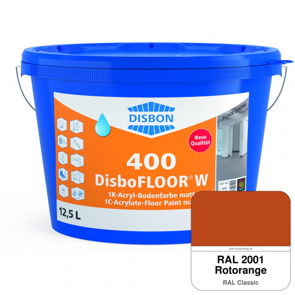 DisboFLOOR W 400 1K-Acryl-Bodenfarbe (RAL 2001 Rotorange)