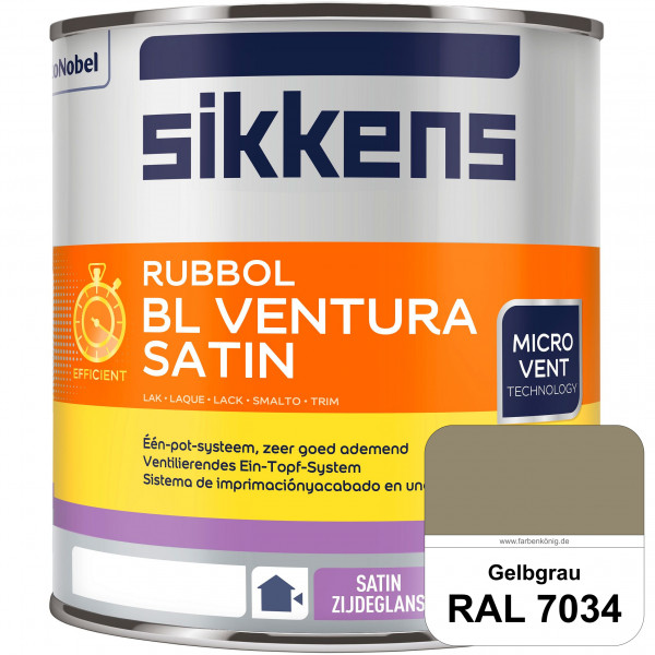 Rubbol BL Ventura Satin (RAL 7034 Gelbgrau) Seidenglanzlack (wasserbasiert) Fenster außen