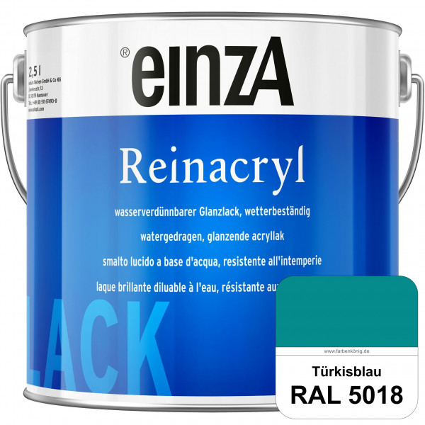 einzA Reinacryl (RAL 5018 Türkisblau) wetterbeständige glänzende Acryl-PU-Lackfarbe