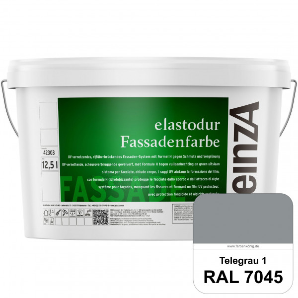 einzA elastodur Fassadenfarbe (RAL 7045 Telegrau 1) UV-vernetzendes & rissüberbrückendes Fassadenfar