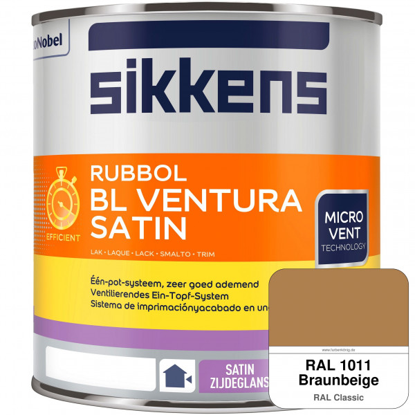 Rubbol BL Ventura Satin NEU (RAL 1011 Braunbeige) Seidenglanzlack (wasserbasiert) Fenster außen
