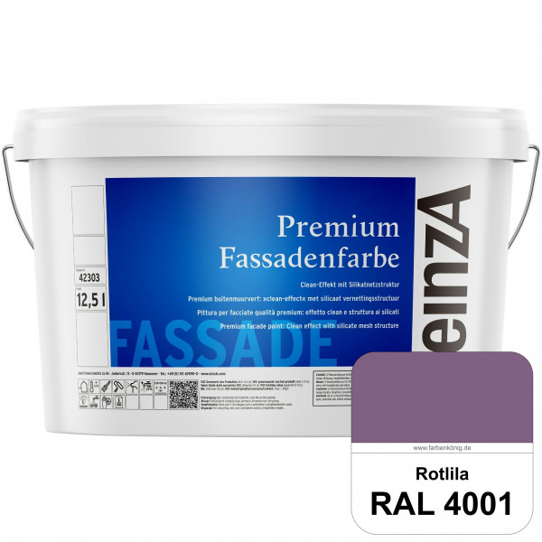einzA Premium Fassadenfarbe (RAL 4001 Rotlila) Hochwertige Fassadenfarbe mit Clean-Effekt