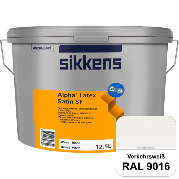 Alpha Latex Satin SF (B-Ware) - 12,5 Liter (RAL 9016 Verkehrsweiß)