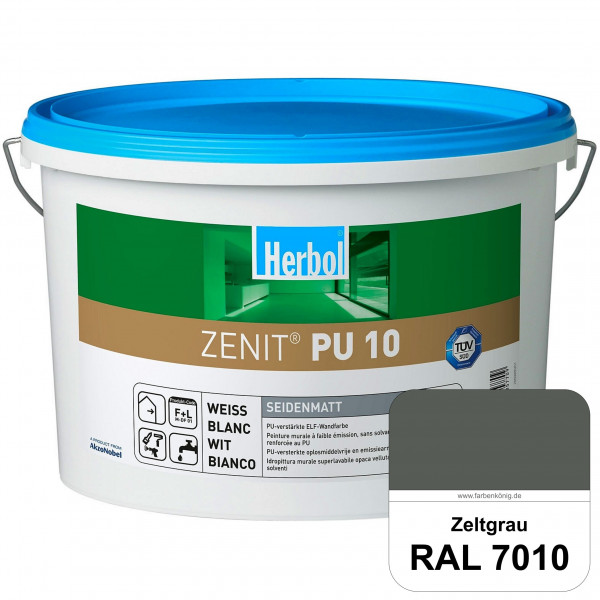Zenit PU 10 (RAL 7010 Zeltgrau) seidenmatte und strapazierfähige PU-Wandfarbe