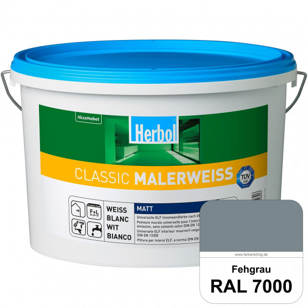 Classic Malerweiss (RAL 7000 Fehgrau) Universell wirtschaftliche & matte Wandfarbe