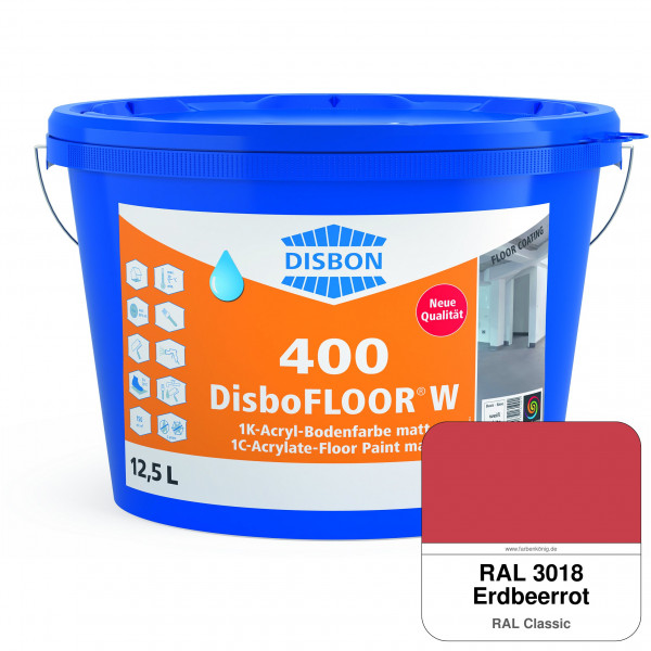 DisboFLOOR W 400 1K-Acryl-Bodenfarbe (RAL 3018 Erdbeerrot)