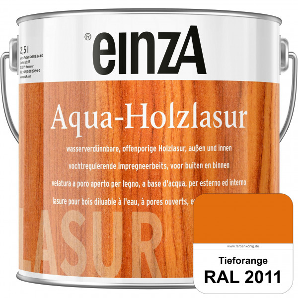 einzA Aqua-Holzlasur (RAL 2011 Tieforange) wasserverdünnbare offenporige Holzlasur für Holzbauteile