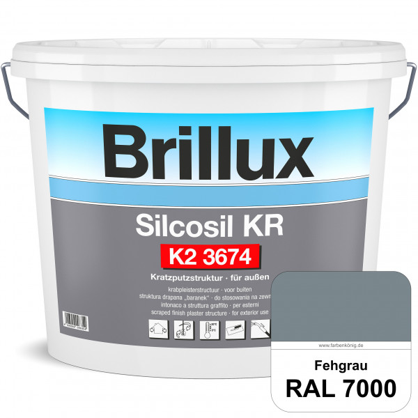 Silcosil KR K2 3674 mit Protect (RAL 7000 Fehgrau) siliconverstärkter Dekorputz, Kratzputzstruktur,