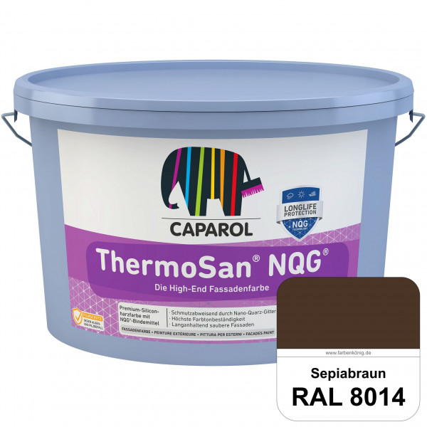ThermoSan NQG (RAL 8014 Sepiabraun) schmutzabweisende Siliconharz Fassadenfarbe mit Algen- und Pilzs