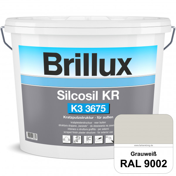 Silcosil KR K3 3675 mit Protect (RAL 9002 Grauweiß) siliconverstärkter Dekorputz, Kratzputzstruktur,