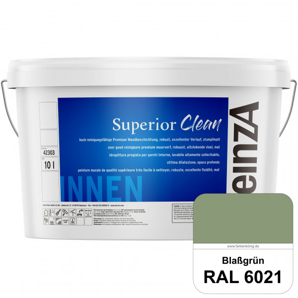 einzA Superior Clean (RAL 6021 Blassgrün) Hoch reinigungsfähige, stumpfmatte Premium-Wandbeschichtun