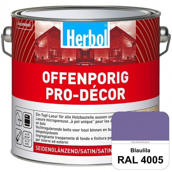 Herbol Offenporig Pro-Décor (RAL 4005 Blaulila) Hochwertige Ein-Topf-Holzlasur mit 2-Phasen-UV-Schut