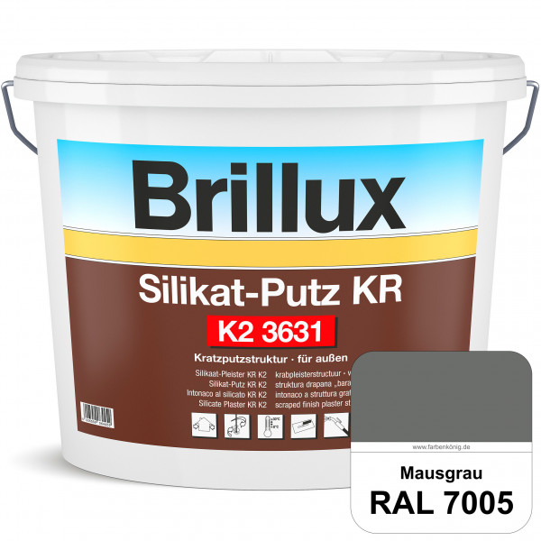 Silikat-Putz KR K2 3631 (RAL 7005 Mausgrau) Dekorativer Kratzputz auf Silikatbasis