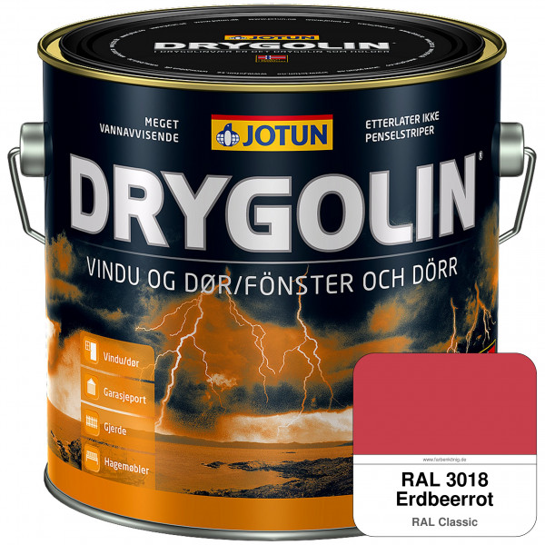 DRYGOLIN Vindu og Dør - wetterbeständige Holzschutzfarbe für Außen (RAL 3018 Erdbeerrot)