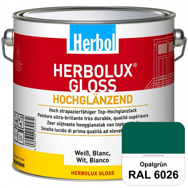 Herbolux Gloss (RAL 6026 Opalgrün) strapazierfähiger Top-Hochglanzlack (lösemittelhaltig) für innen
