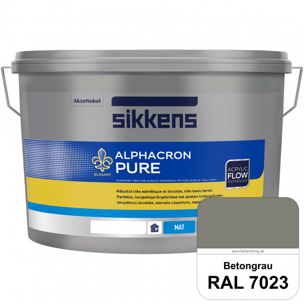 Alphacron Pure (RAL 7023 Betongrau) Edelmatte & hochertige Premium Wandfarbe für glatte Untergründe.