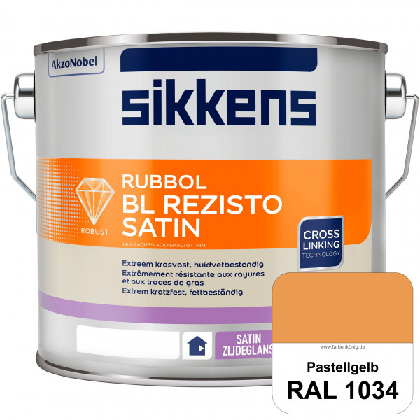 Rubbol BL Rezisto Satin (RAL 1034 Pastellgelb) seidenglänzender und strapazierfähiger Lack (wasserba