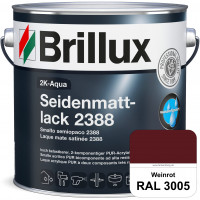 2K-Aqua Seidenmattlack 2388 (RAL 3005 Weinrot) mechanisch und chemisch hoch belastbar für außen & in