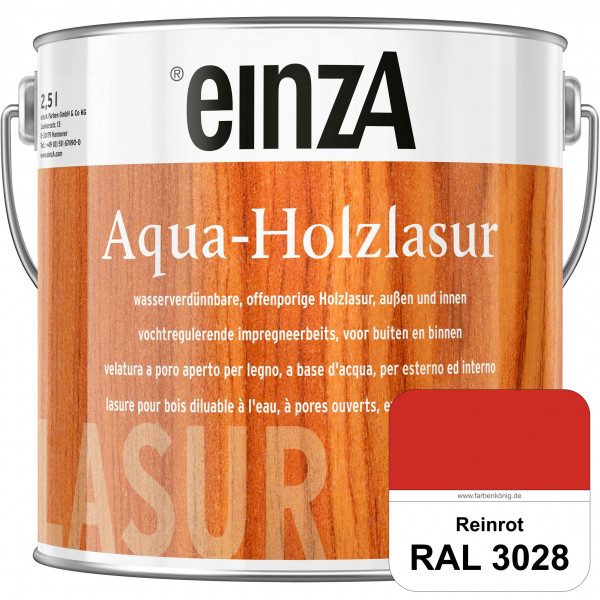 einzA Aqua-Holzlasur (RAL 3028 Reinrot) wasserverdünnbare offenporige Holzlasur für Holzbauteile