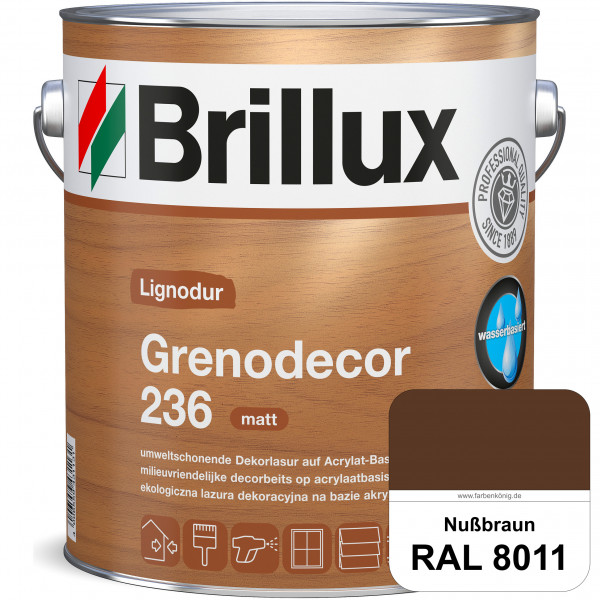 Grenodecor 236 (RAL 8011 Nussbraun) Umwelt- und gesundheitsschonende, diffusionsfähige Dekorlasur mi