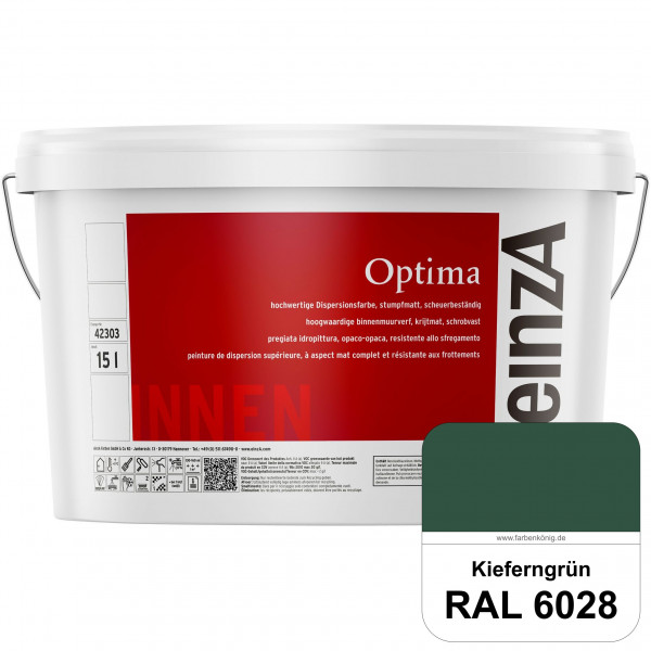 einzA Optima (RAL 6028 Kieferngrün) Stumpfmatte Dispersionsfarbe für hochwertige Anstriche