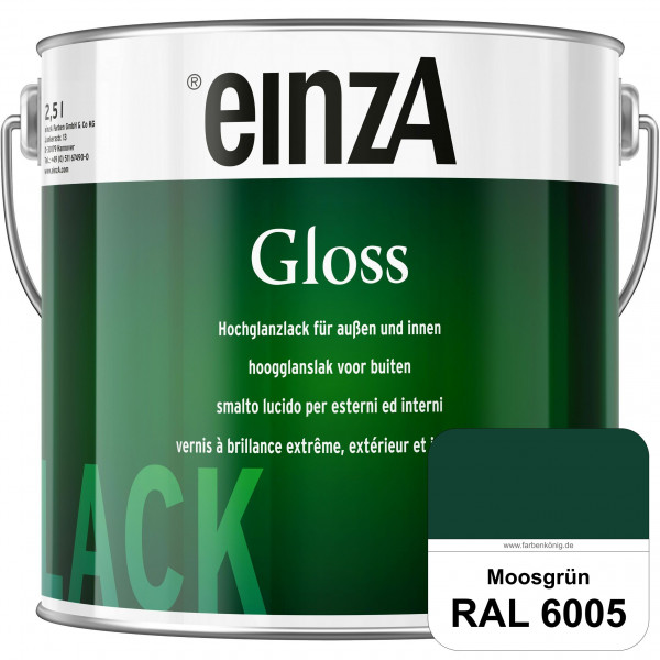 einzA Gloss (RAL 6005 Moosgrün) Hochwertiger Alkydharzlack in Premium-Qualität, hochglänzend.