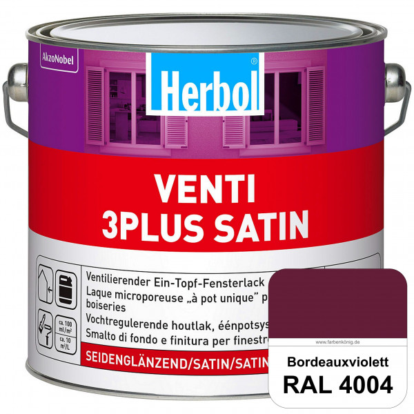 Venti 3Plus Satin (RAL 4004 Bordeauxviolett) feuchtigkeitregulierender & seidenglänzender Ein-Topf-F
