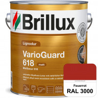 Mattlasur 618 (RAL 3000 Feuerrot) matte & wetterbeständige Lasur (lösemittelhaltig) für Laub- und Na