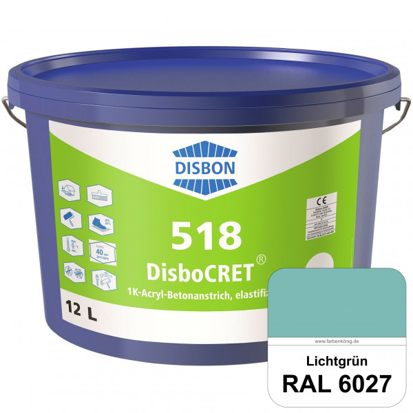 DisboCRET 518 1K-Acryl-Betonanstrich, elastifiziert (RAL 6027 Lichtgrün) Tieftemperaturelastischer,