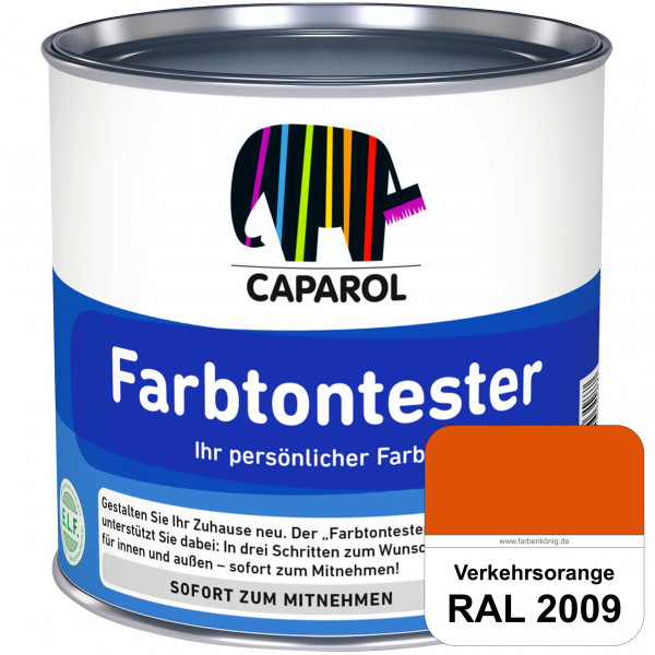 Farbtontester (RAL 2009 Verkehrsorange) Individuell abgetönte Dispersionsfarbe zum Anlegen von Farbt