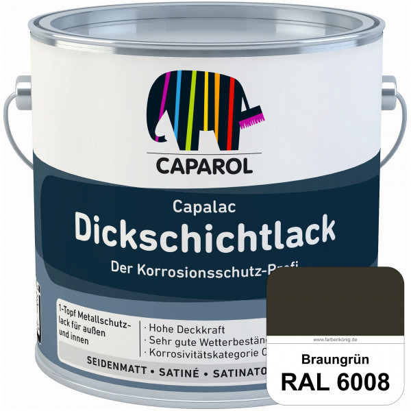 Capalac Dickschichtlack (RAL 6008 Braungrün) 1-Topf Metallschutzlack (löselmittelhaltig) innen & auß