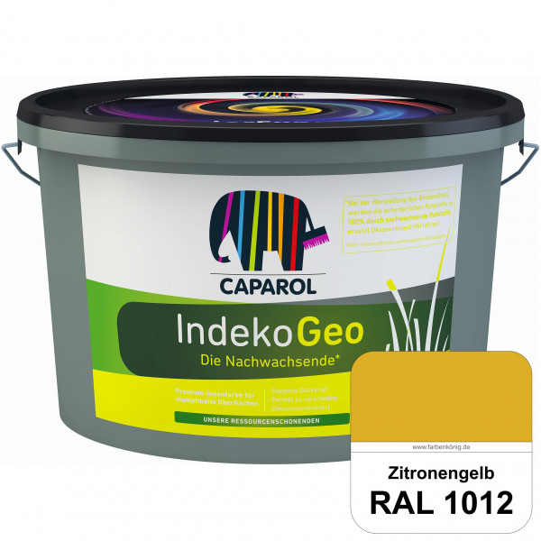 IndekoGeo (RAL 1012 Zitronengelb) Ressourcenschonende Premium Innenfarbe für stumpfmatte Oberflächen