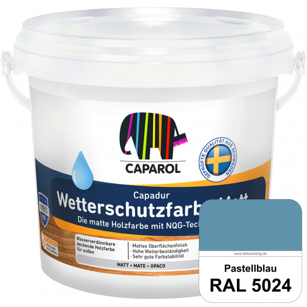 Capadur Wetterschutzfarbe Matt (RAL 5024 Pastellblau) matte Holzfarbe mit NQG-Technologie für außen