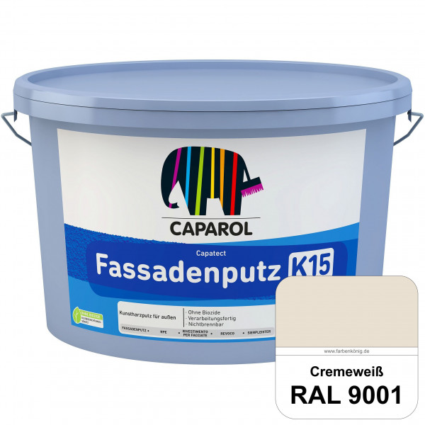 Capatect Fassadenputz K15 (RAL 9001 Cremeweiß) Dispersionsgebundener Strukturputz nach DIN EN 15824
