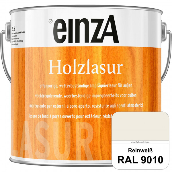einzA Holzlasur (RAL 9010 Reinweiß) Offenporige Imprägnierlasur für Außen-Holzbauteile