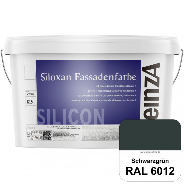 einzA Siloxan Fassadenfarbe (RAL 6012 Schwarzgrün) Siliconvergütete Fassadenfarbe