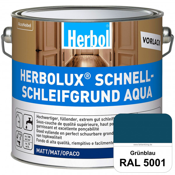 Schnellschleifgrund Aqua (RAL 5001 Grünblau) wasserverdünnbarer Vorlack mit hervorragender Schleifba