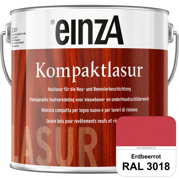 einzA Kompaktlasur (RAL 3018 Erdbeerrot) Lasuranstrich für den Neu- und Renovieranstrich