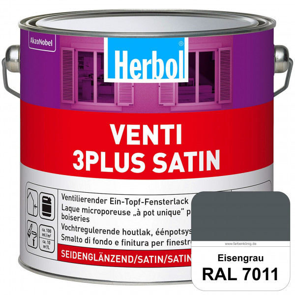 Venti 3Plus Satin (RAL 7011 Eisengrau) feuchtigkeitregulierender & seidenglänzender Ein-Topf-Fenster