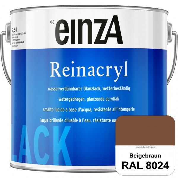 einzA Reinacryl (RAL 8024 Beigebraun) wetterbeständige glänzende Acryl-PU-Lackfarbe