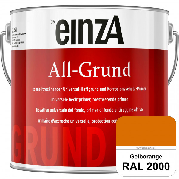 einzA All-Grund (RAL 2000 Gelborange) Schnelltrocknender Haftgrund & Korrosionsschutz-Primer