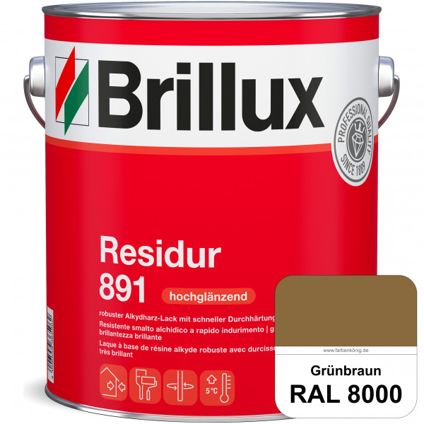 Residur 891 (RAL 8000 Grünbraun) widerstandsfähige, schnell trocknender Lack für grundierte Metallba
